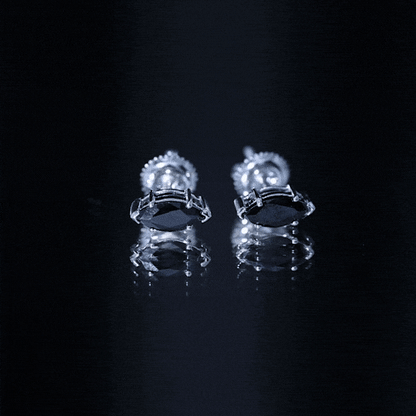 1.4 CT Marquise Black Spinel Solitaire Stud Earrings