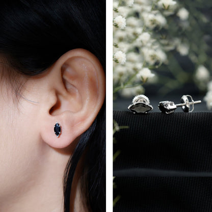 1.4 CT Marquise Black Spinel Solitaire Stud Earrings