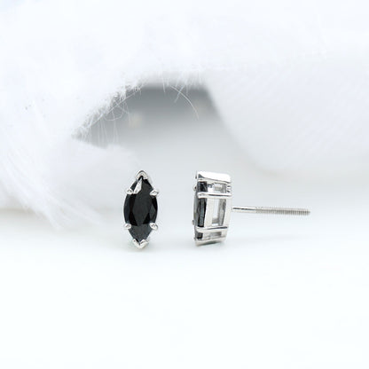 1.4 CT Marquise Black Spinel Solitaire Stud Earrings