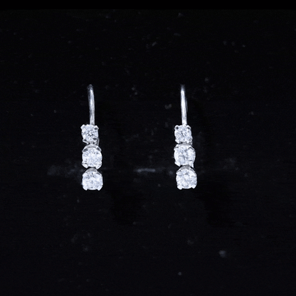 Round Moissanite Three Stone Hoop Earrings with Lever Back