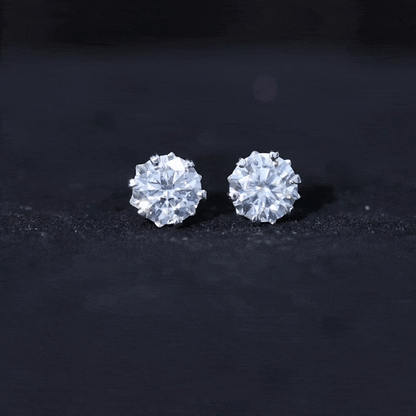 Brilliant Cut Moissanite Solitaire Stud Earrings in Decorative Setting