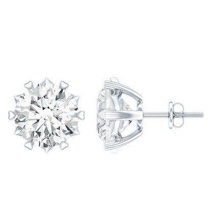 Round 2.7 Carat Moissanite Solitaire Stud Earrings in Sterling Silver