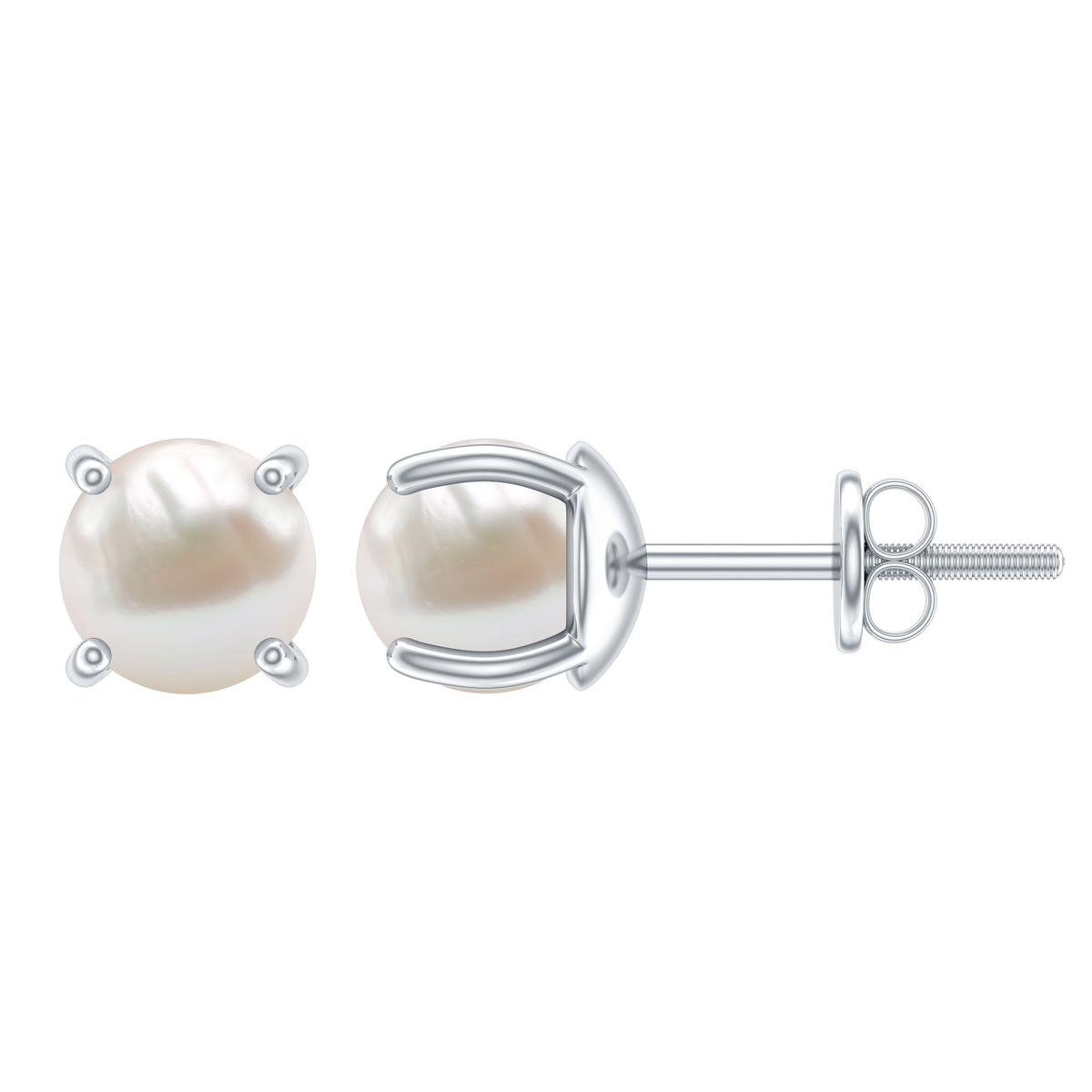 Natural 4.4 Carat Pearl Stud Earrings with Certificate