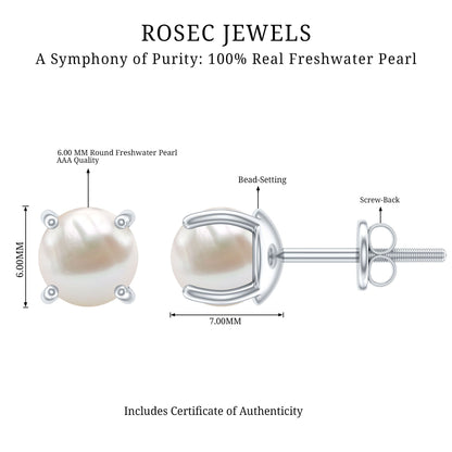 Natural 4.4 Carat Pearl Stud Earrings with Certificate