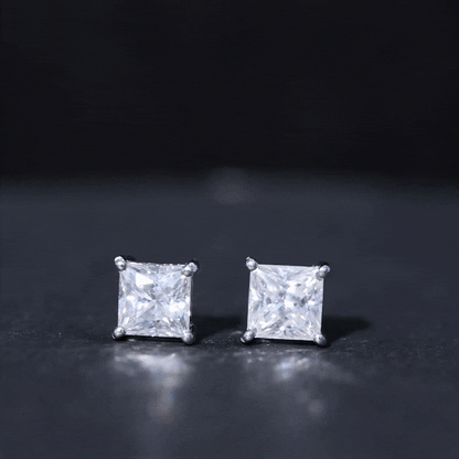 2.5 Carat Solitaire Princess Cut Moissanite Stud Earrings