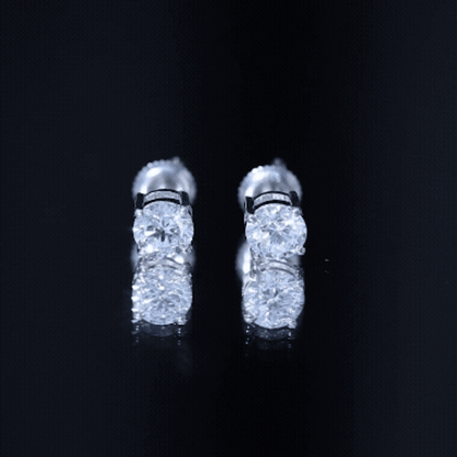 Solitaire 1.9 Carat Lab Grown Diamond Stud Earrings with Screw Back