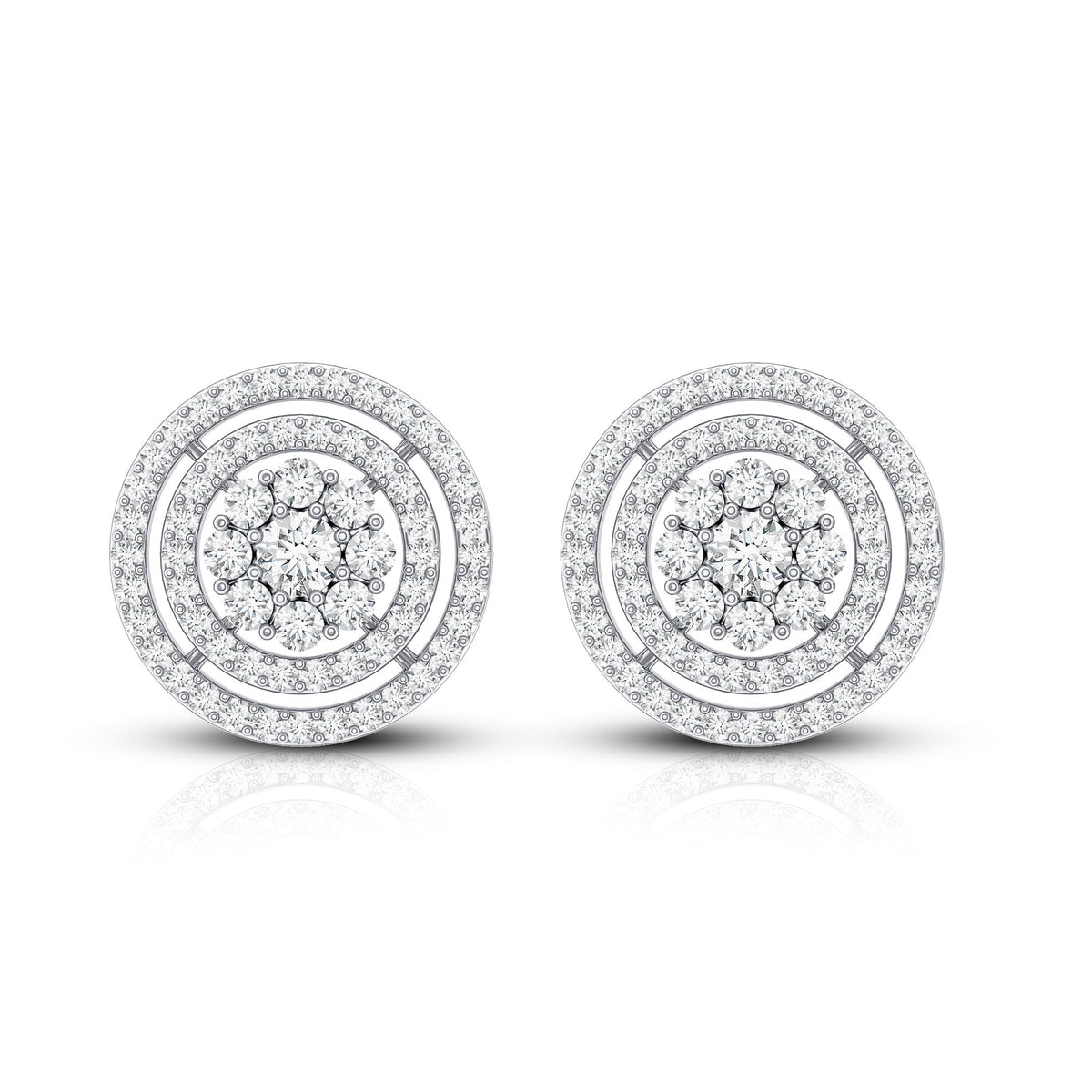 Flower Inspired Diamond Halo Stud Earrings
