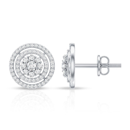 Flower Inspired Diamond Halo Stud Earrings