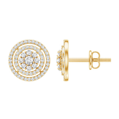 Flower Inspired Diamond Halo Stud Earrings