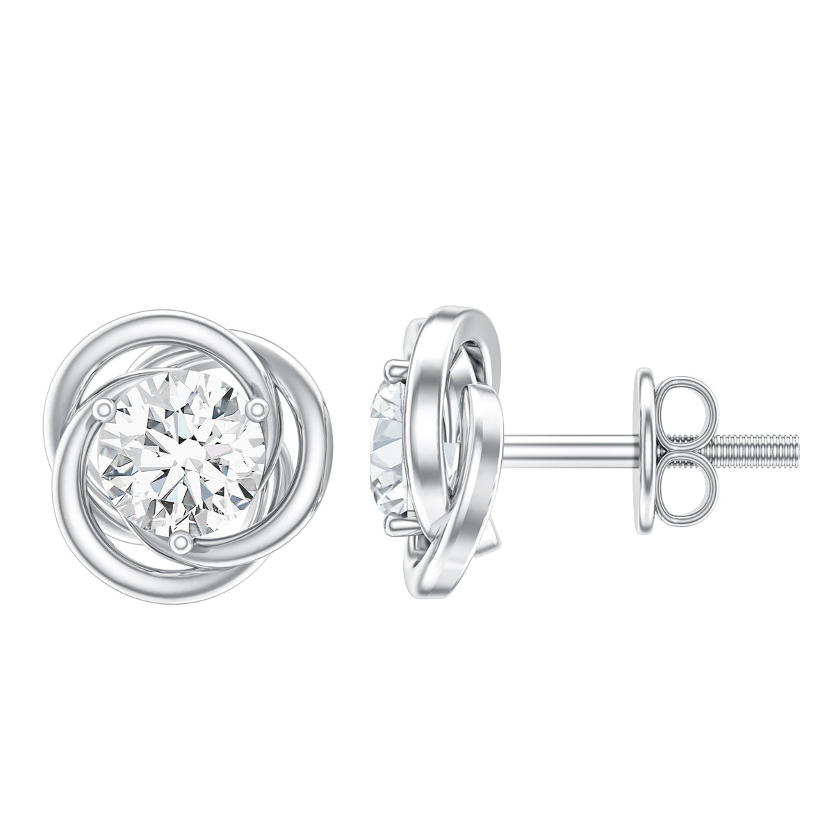 Certified Moissanite Swirl Stud Earrings