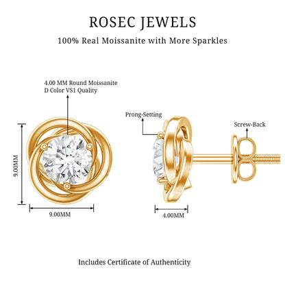 Certified Moissanite Swirl Stud Earrings