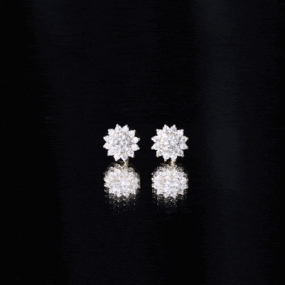 Certified Round Cut Moissanite Halo Stud Earrings for Women
