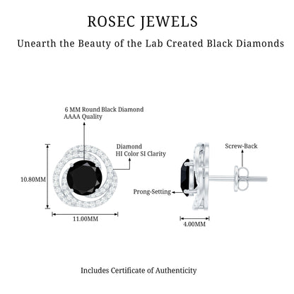Lab Created Black Diamond Spiral Earrings with Diamonds