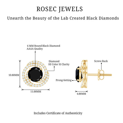 Lab Created Black Diamond Spiral Earrings with Diamonds