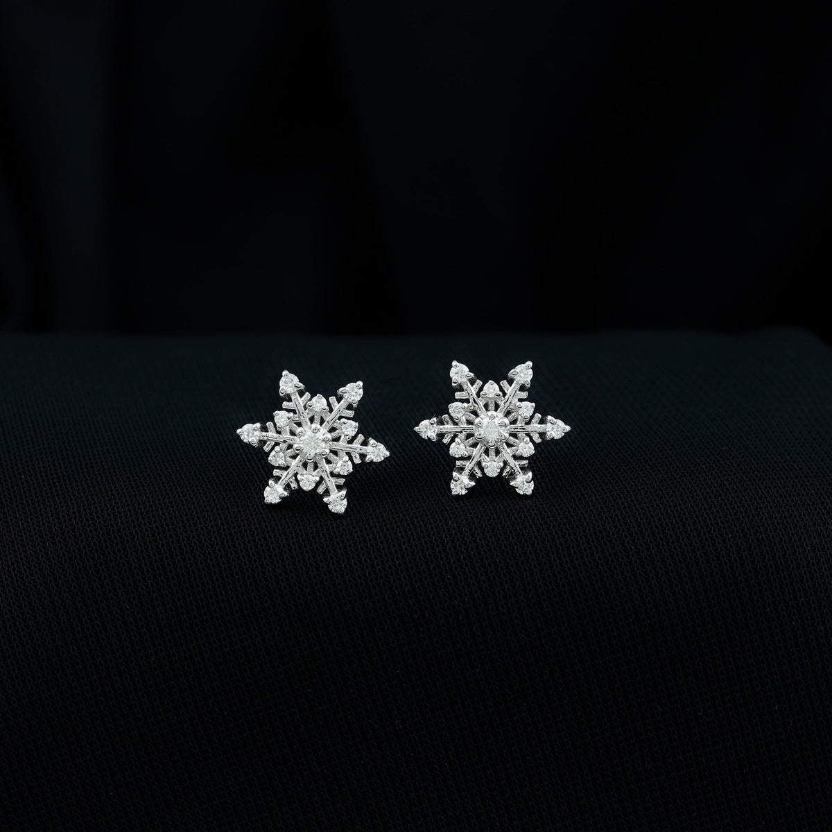Certified Moissanite Snowflake Stud Earrings For Christmas