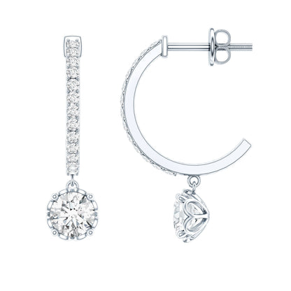 Sterling Silver Moissanite Hoop Drop Earrings for Women