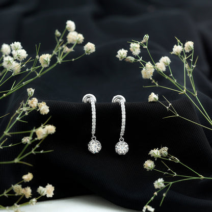 Sterling Silver Moissanite Hoop Drop Earrings for Women