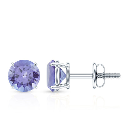 1 Carat Round Cut Tanzanite Stud Earrings for Women