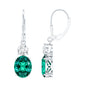 Certified 6 Carat Oval Cut Lab Grown Emerald Drop Hoop Earrings