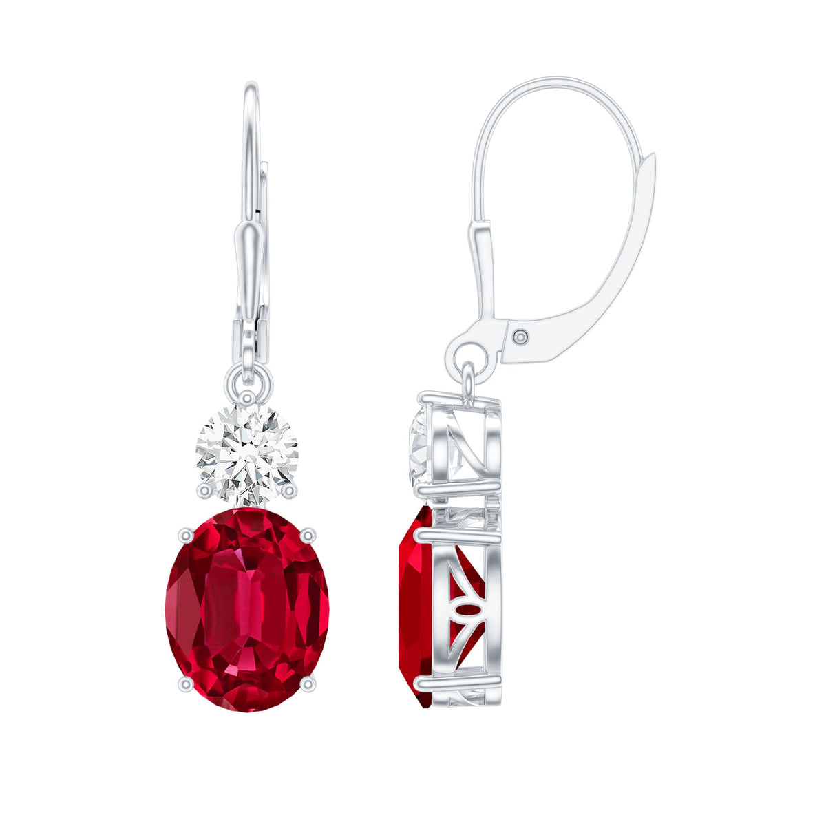 8 Carat Lab Created Ruby Drop Earrings with Certificate