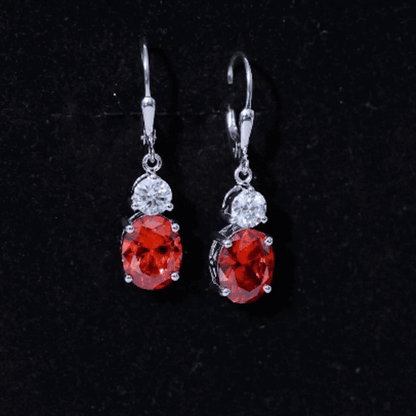 Certified Lab Grown Orange Sapphire And Moissanite Drop Dangle Earrings