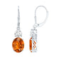 Certified 8 Carat Lab Grown Orange Sapphire Drop Earrings with Moissanite
