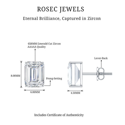 Certified 3.7 Carat Emerald Cut Cubic Zirconia Stud Earrings