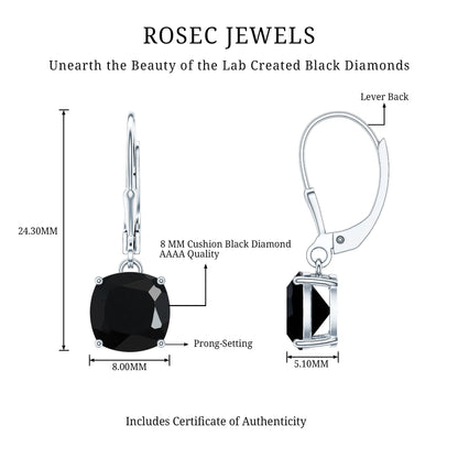 Lab Created Black Diamond Drop Earrings with Lever Back