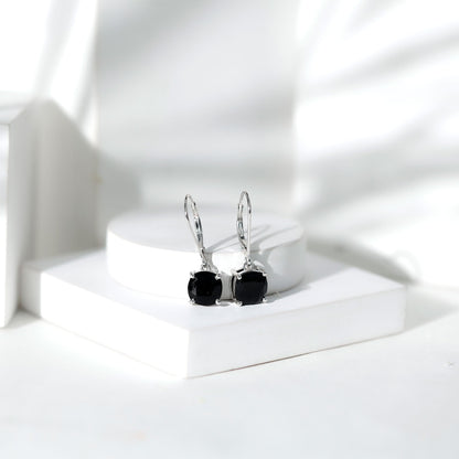 Lab Created Black Diamond Drop Earrings with Lever Back