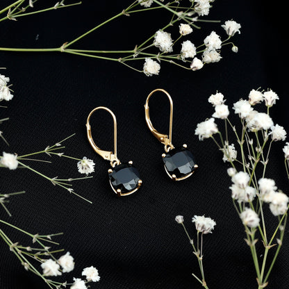 Lab Created Black Diamond Drop Earrings with Lever Back