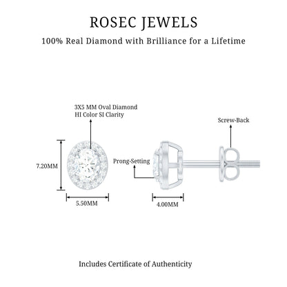 Halo Diamond Earrings With Screw Back