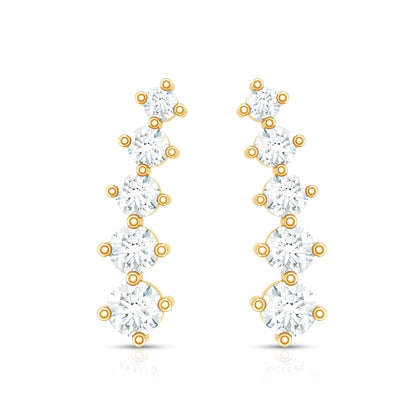 Graduated Style Diamond Climber Earrings