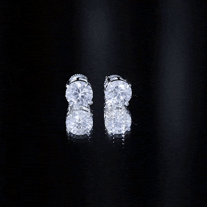Certified 4 Carat Moissanite Stud Earrings in Silver