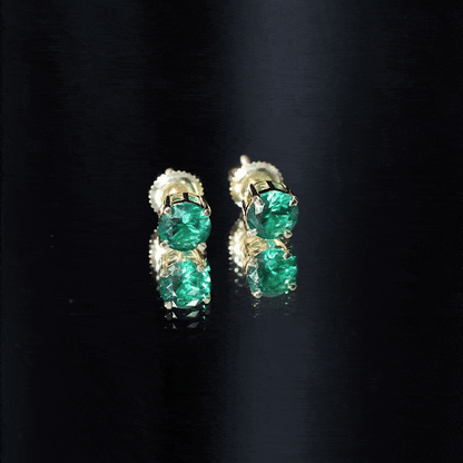 1.6 Carat Round Lab Created Emerald Solitaire Stud Earrings