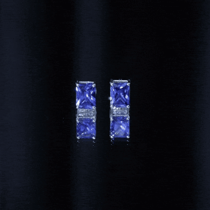 3.5 CT Emerald Cut Lab Created Blue Sapphire Big Stud Earrings