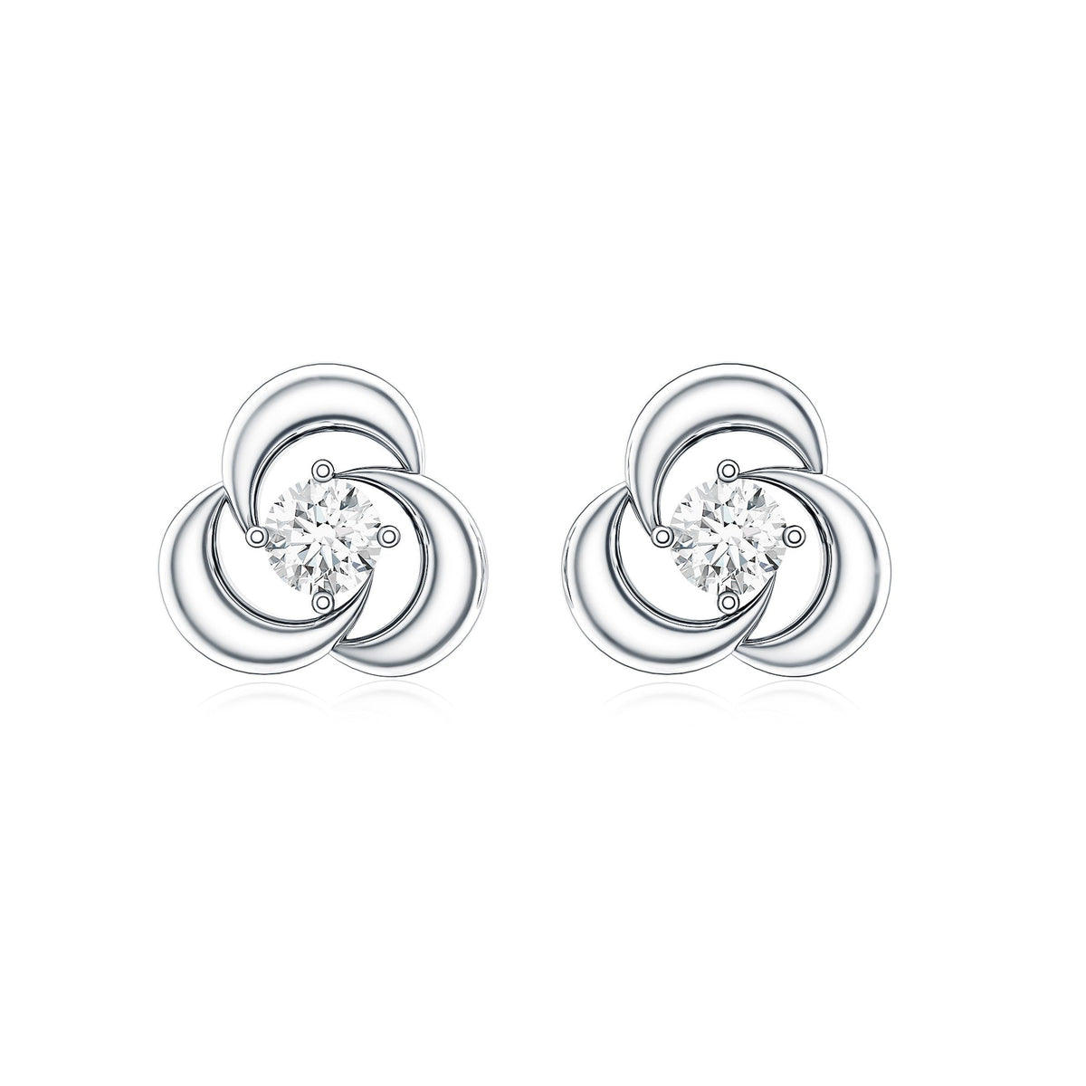 Diamond Swirl Stud Earring with Screw Back