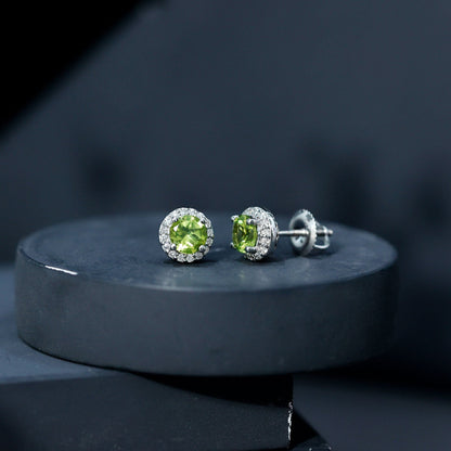 Classic Peridot and Diamond Stud Earrings For Women