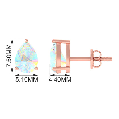 Pear Cut Ethiopian Opal Solitaire Stud Earrings in Gold