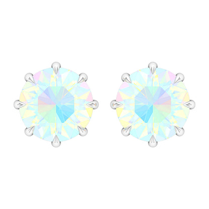 Natural 4 Carat Rainbow Ethiopian Opal Earrings with Screw Back