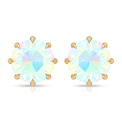 Natural 4 Carat Rainbow Ethiopian Opal Earrings with Screw Back
