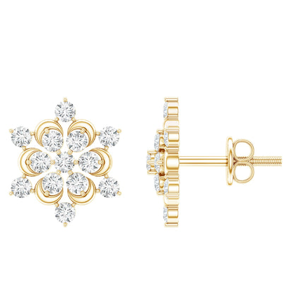 Certified Diamond Snowflake Stud Earrings