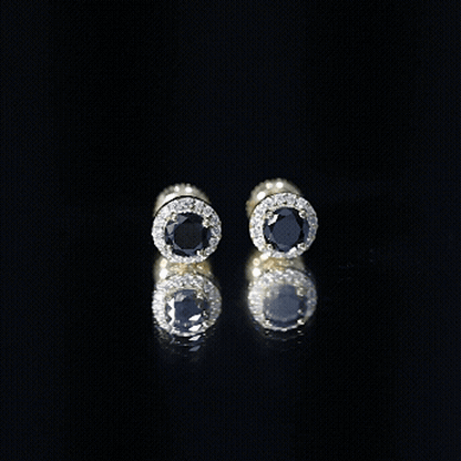1.6 Carat Round Lab Created Black and White Diamond Halo Stud Earrings