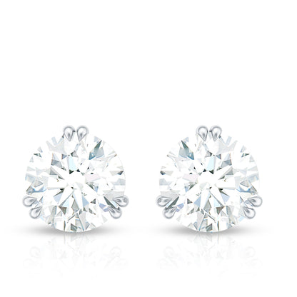 2.73 Carat Round Shape Moissanite Solitaire Stud Earrings