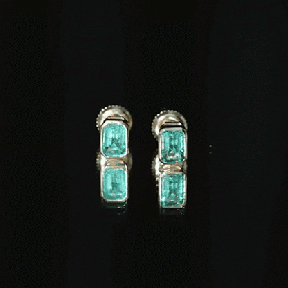 Natural Emerald Cut 4X6 MM Emerald Stud Earrings