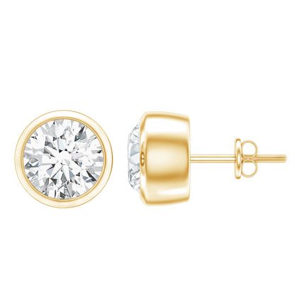 Certified Moissanite Solitaire Stud Earrings in Bezel Setting
