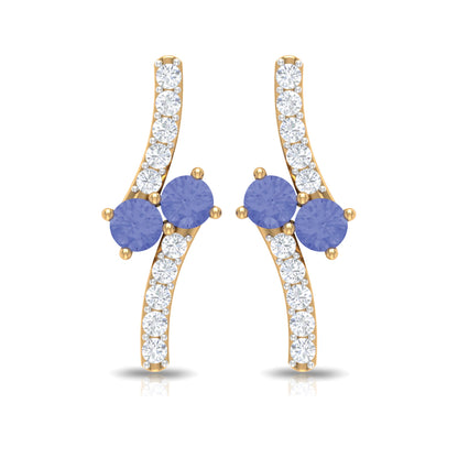 Real Tanzanite and Diamond Stud Earrings with Certificate