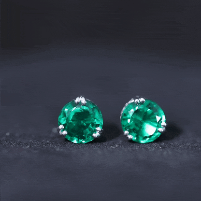 4.3 Carat Lab Created Emerald Solitaire Stud Earrings in Double Claw Setting