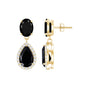 1.7 Carat Lab Created Black Diamond Classic Teardrop Earrings with Diamond Halo
