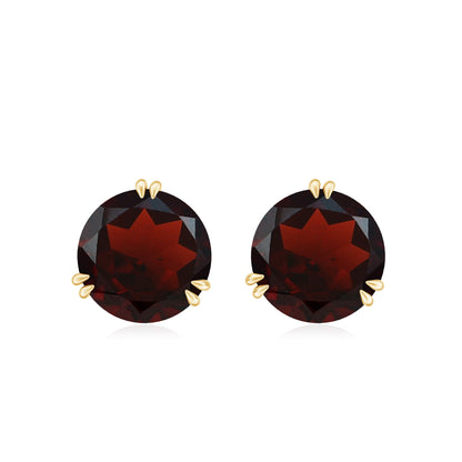 4.6 Carat Garnet Solitaire Stud Earrings in Double Prong Setting