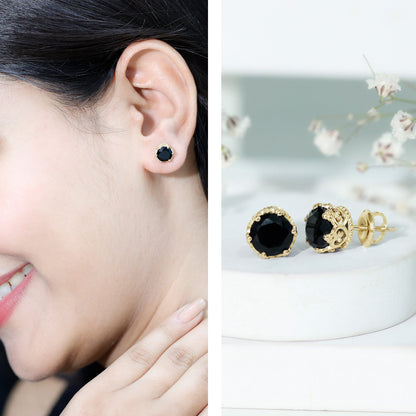 Vintage Lab Created Black Diamond Stud Earrings For Women